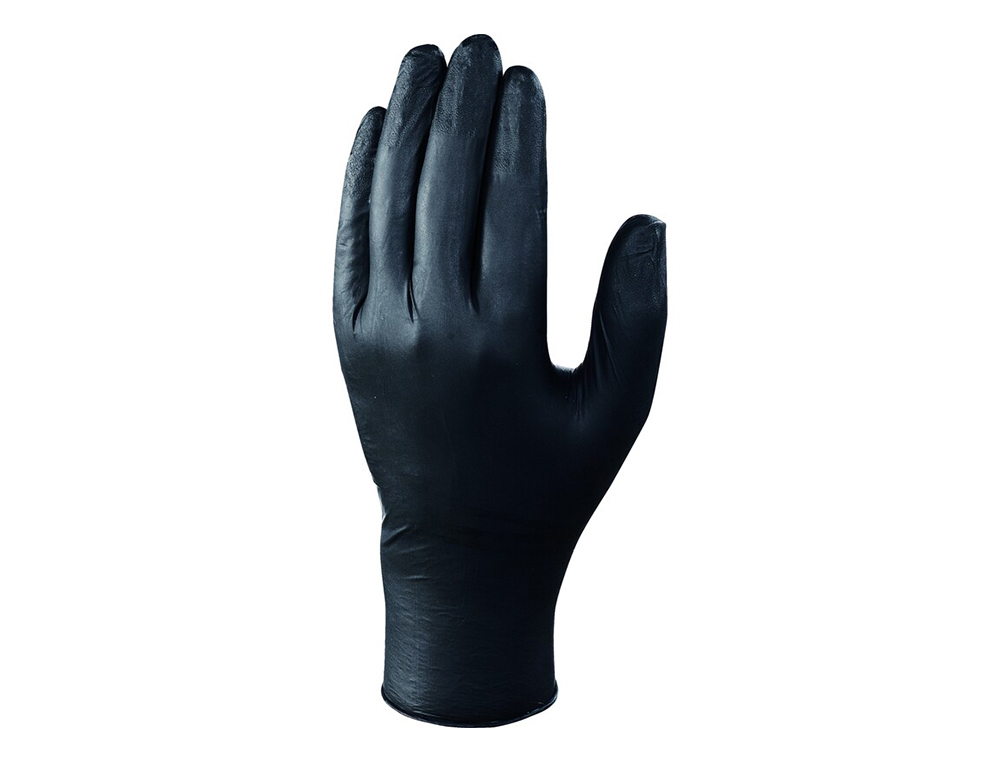 Guantes de nitrilo deltaplus quimico desechable no empolvado talla 9/10 color negro caja de 100 unidades