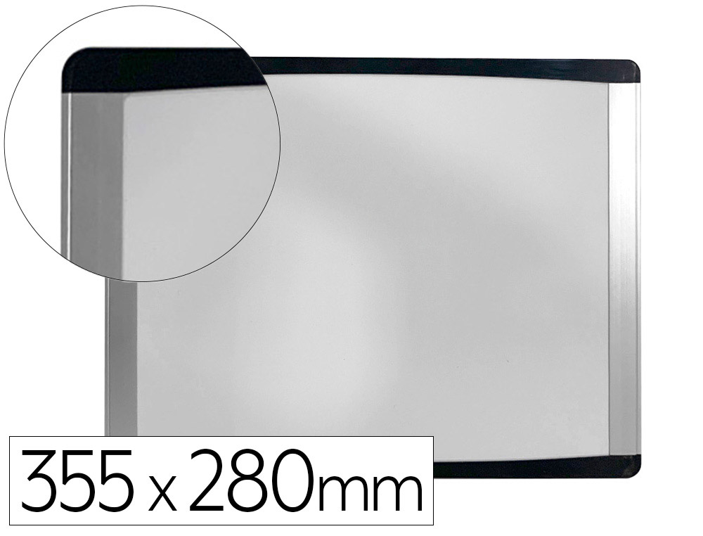 Pizarra blanca bi-office inka magnetica acero lacado marco de aluminio y laterales plastico negro 355x280 mm