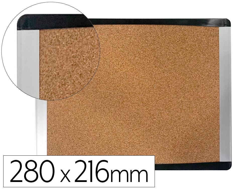 Pizarra corcho bi-office inka reciclado marco de aluminio y laterales plastico negro 280x216 mm