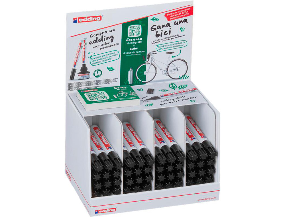 Rotulador edding marcador permanente 3000 negro expositor de 48 unidades
