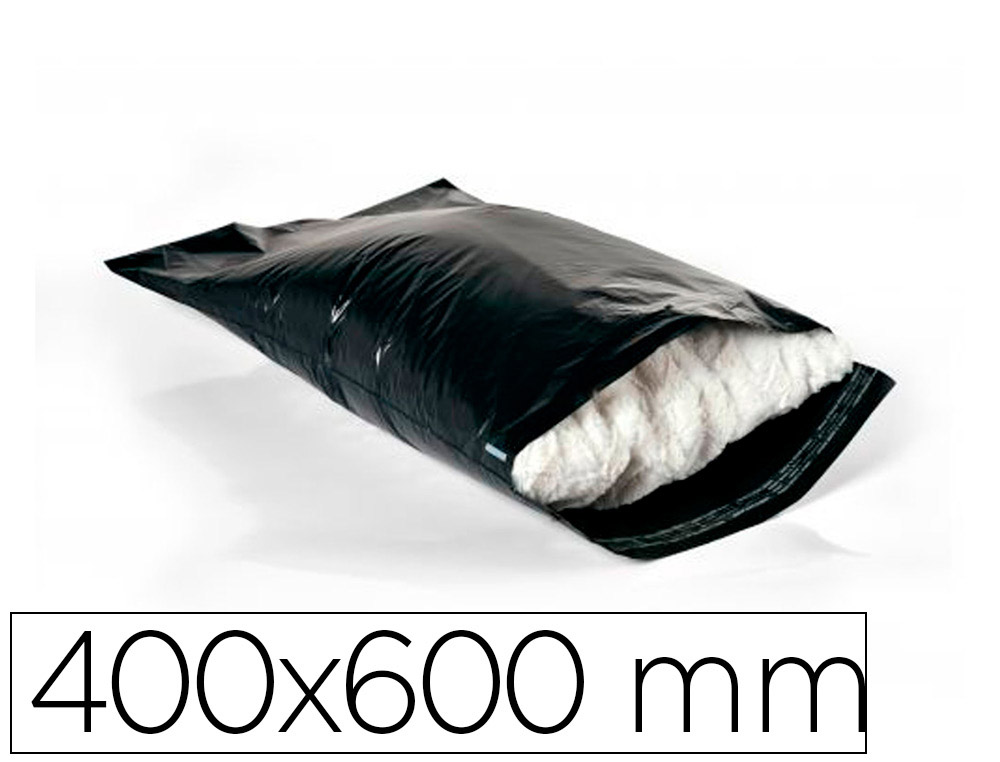 Sobre q-connect de plastico bolsa para envios 100% recicladas con autocierre color negro 400x600 mm