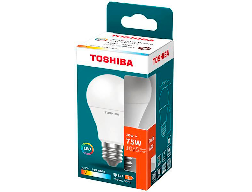 Bombilla led toshiba essential a60 e27 10w luz calida 2700k