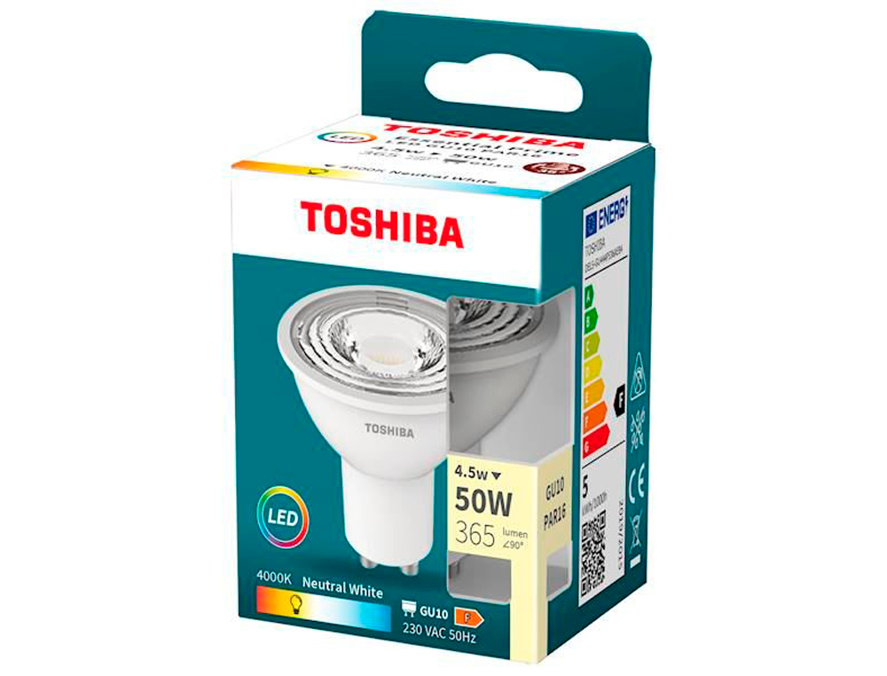 Foco led toshiba essential gu10 4.5w luz neutra 4000k