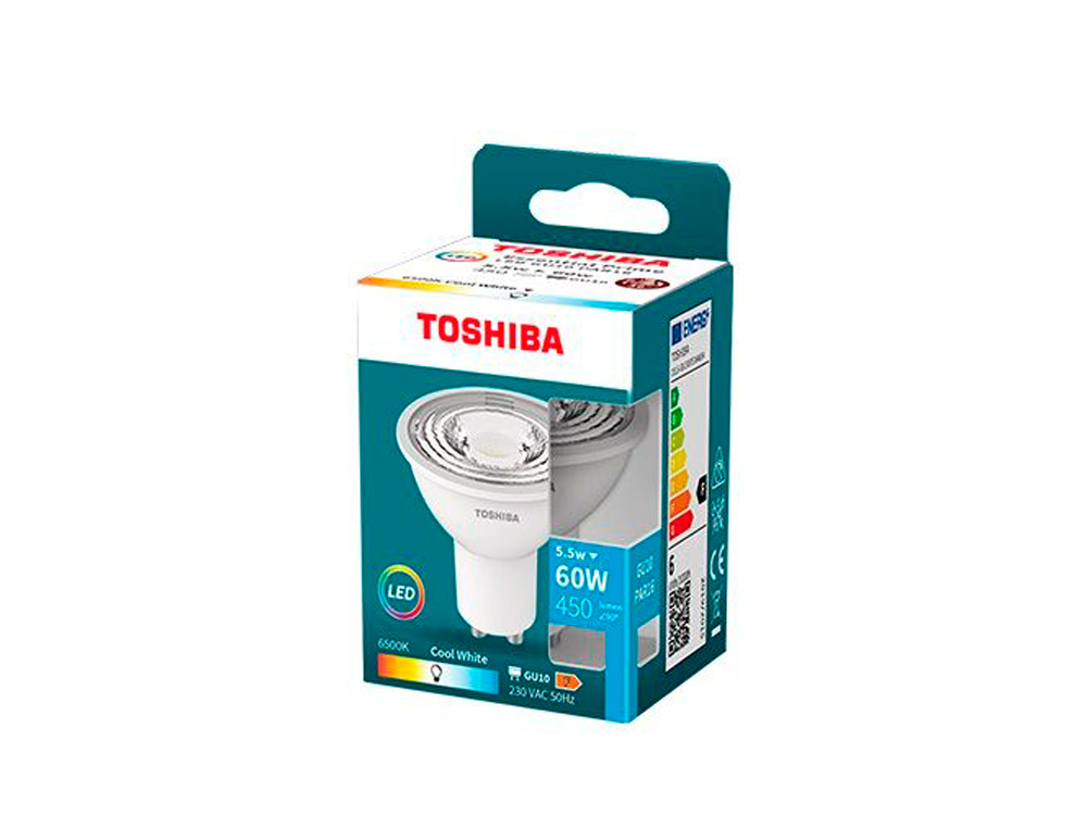 Foco led toshiba essential gu10 5.5w luz fria 6500k