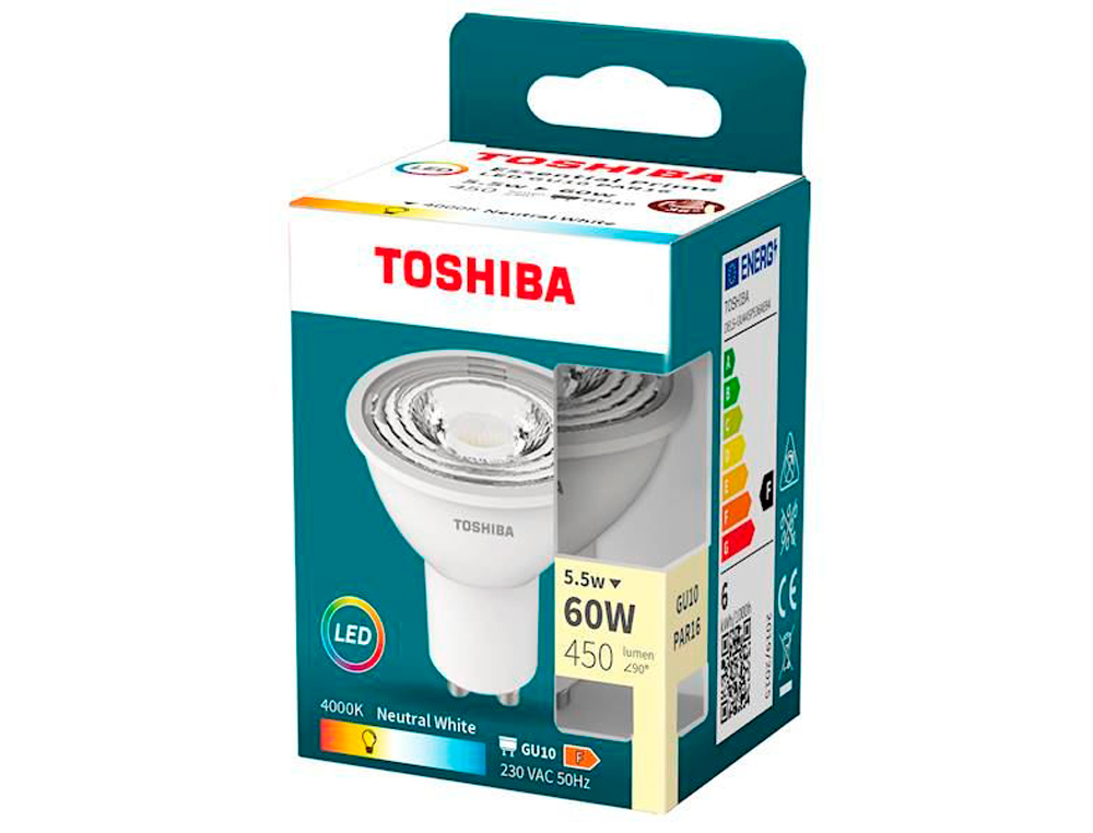 Foco led toshiba essential gu10 5.5w luz neutra 4000k