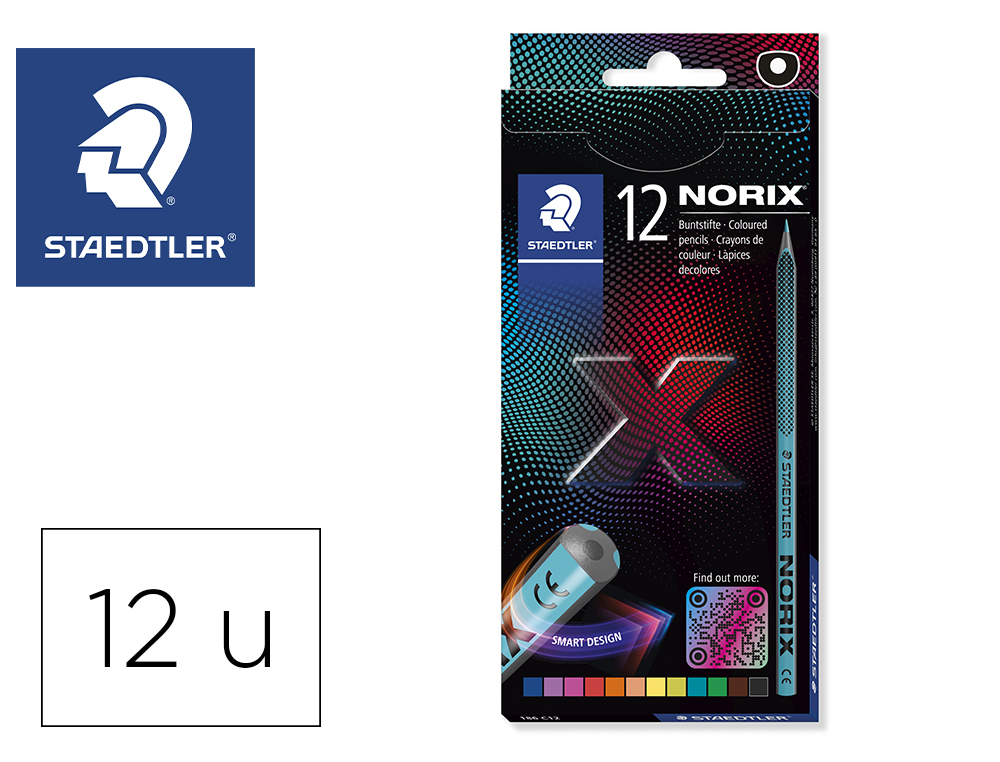 Lapices de colores staedtler norix con forma inteligente estuche de 12 unidades colores surtidos