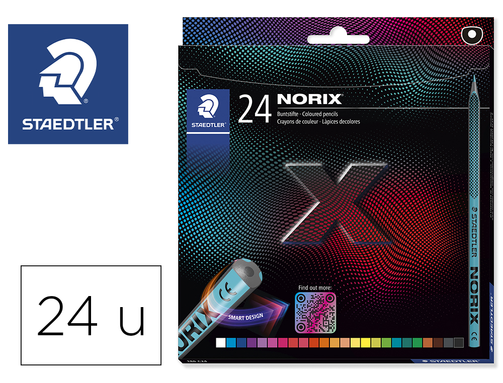 Lapices de colores staedtler norix con forma inteligente estuche de 24 unidades colores surtidos