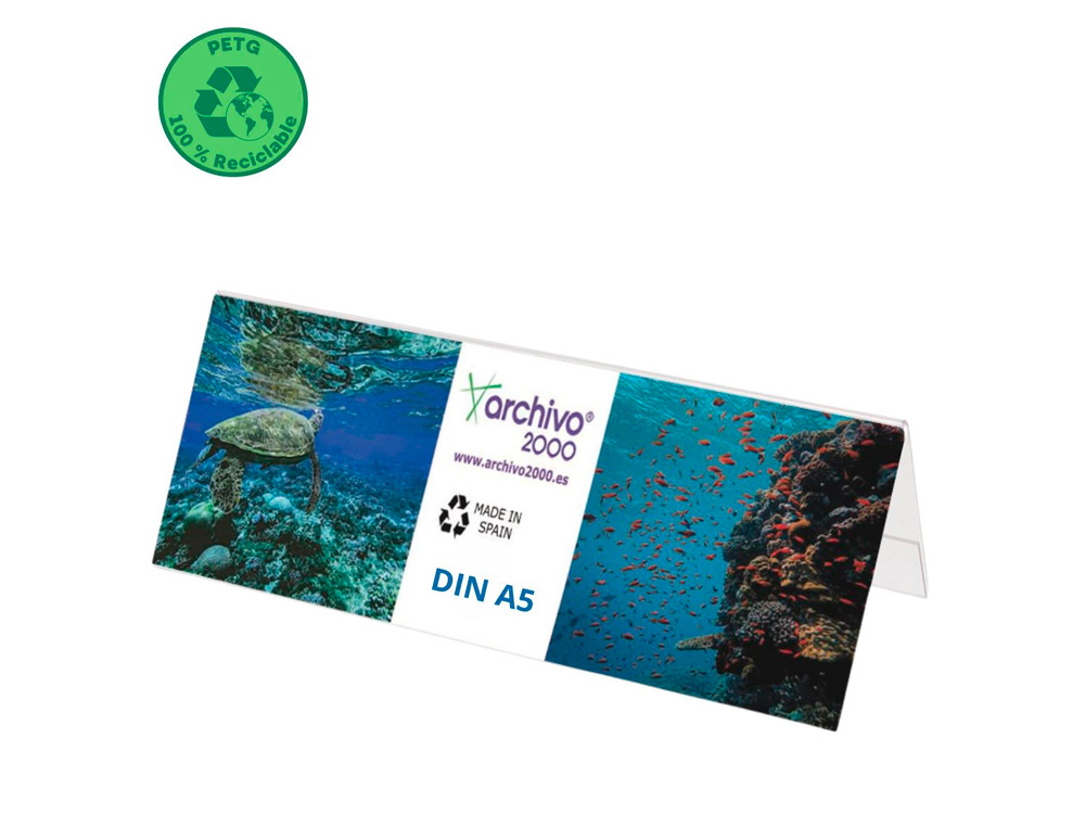 Identificador sobremesa archivo 2000 petg flexible visibilidad boble cara din a5 60x210x75 mm