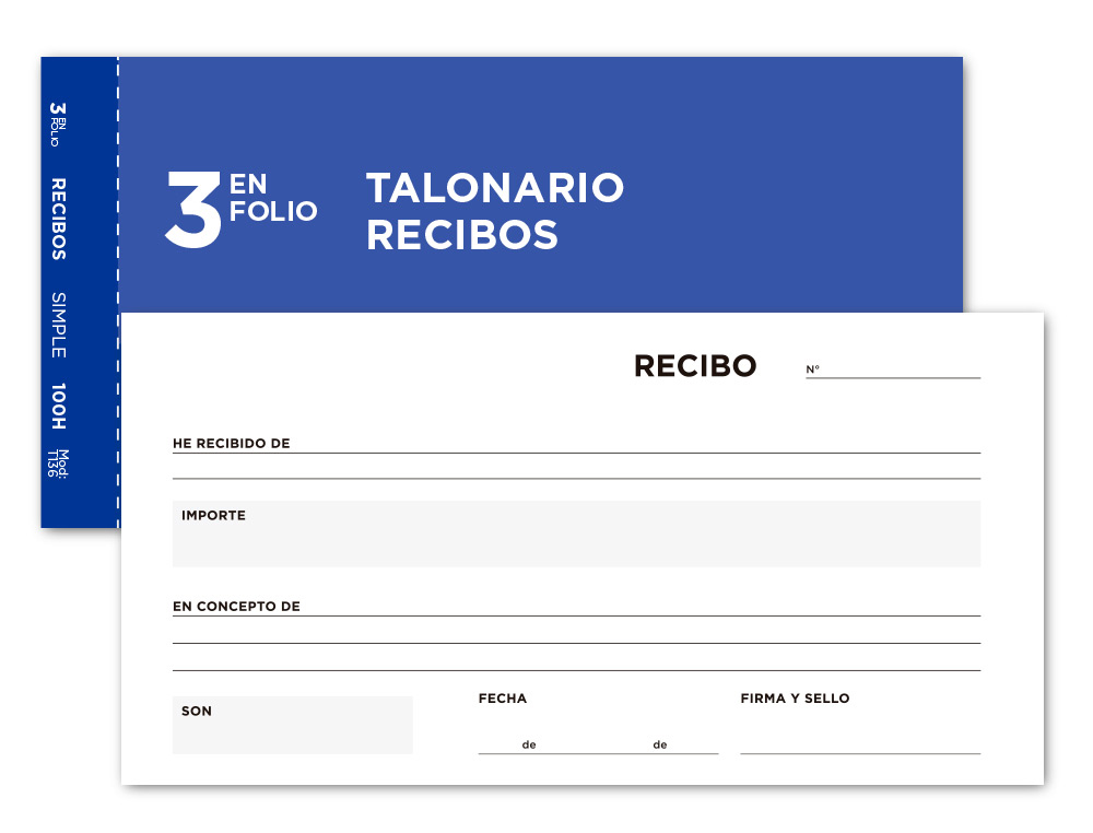 Talonario liderpapel recibos 3/fº original t136 sin matriz