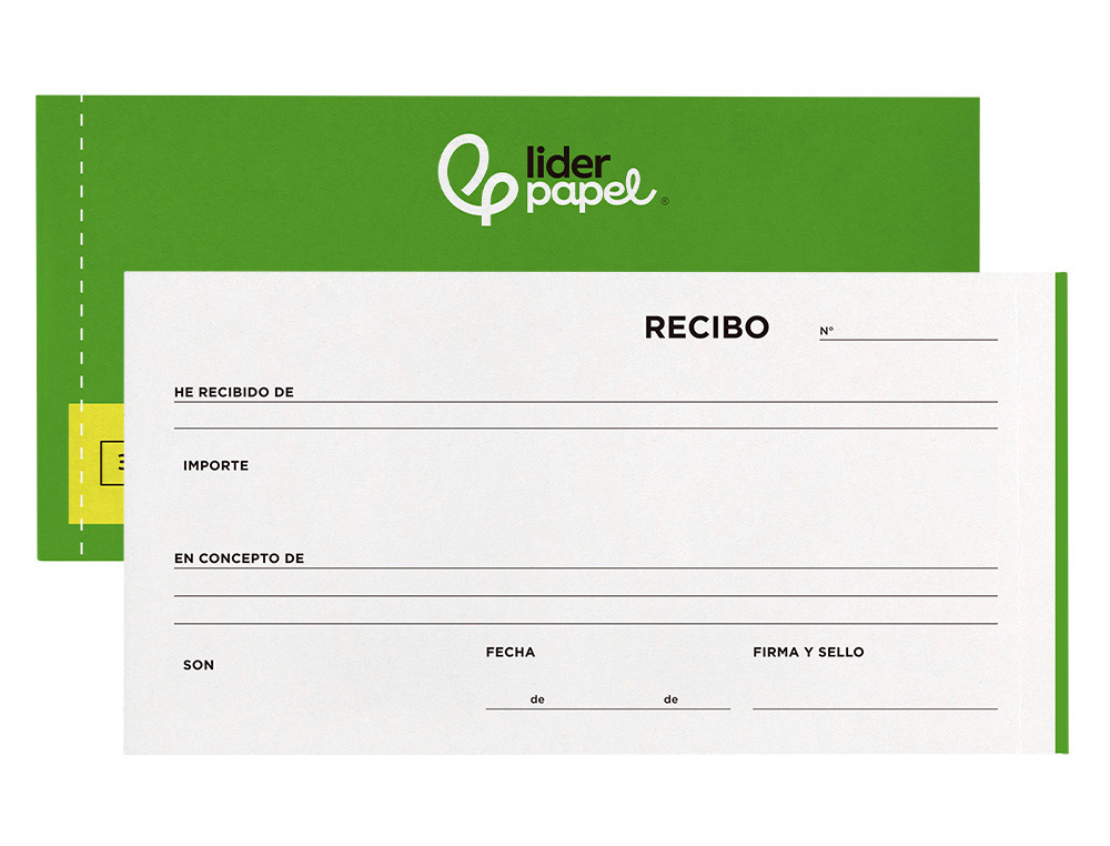 Talonario liderpapel recibos 3/fº apaisado original y 2 copias sin matriz