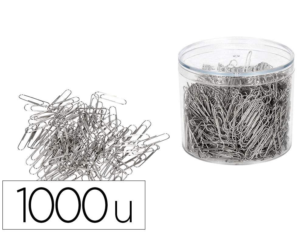 Clips niquelados q-connect nº2 33 mm cubilete de 1000 unidades