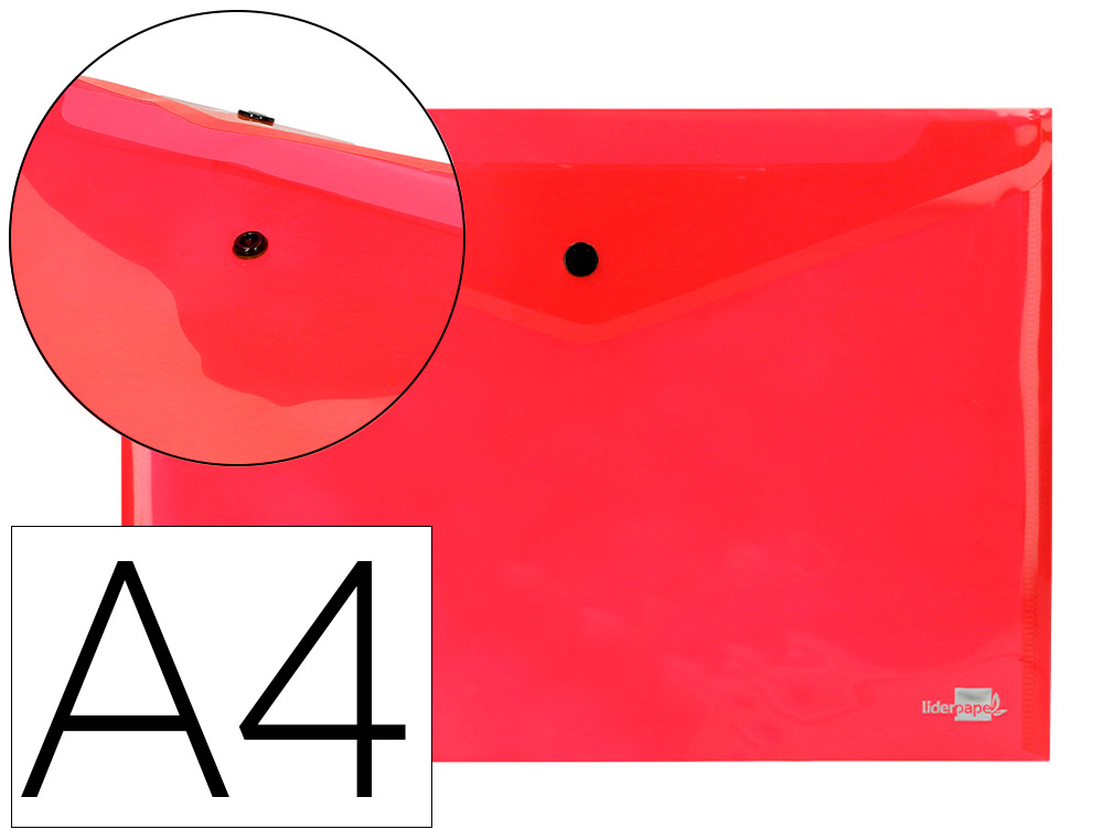 Carpeta liderpapel dossier broche 34040 polipropileno din a4 roja transparente 50 hojas