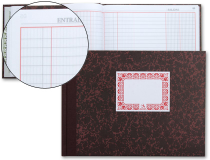 Libro cartone cuarto apaisado 100 hojas caja entrada y salida