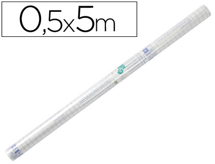 Rollo plastico adhesivo liderpapel 0.50x5 mt 50 mc forralibros removible