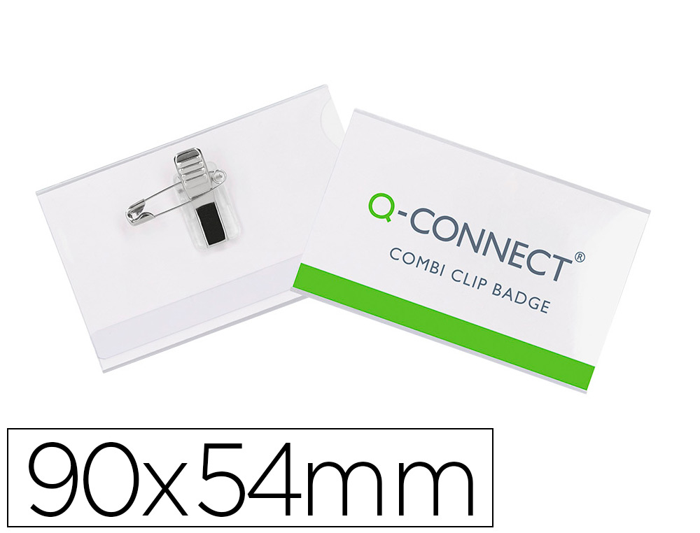 Identificador con pinza e imperdible q-connect kf01567 54x90 mm