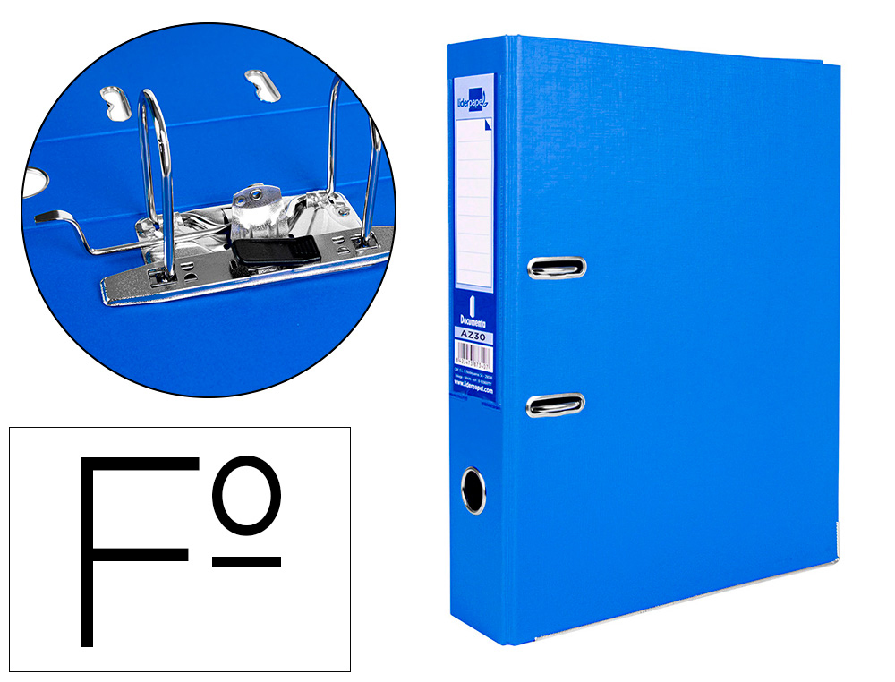 Archivador de palanca liderpapel folio documenta forrado pvc con rado lomo 75mm azul compresor metalico