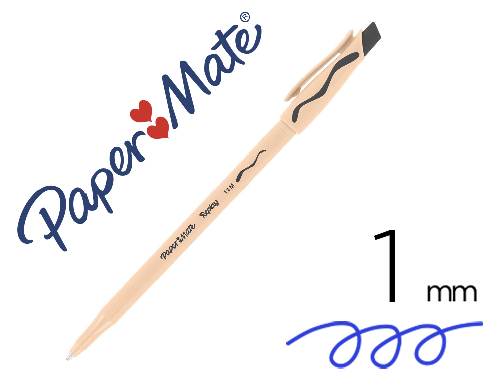 Boligrafo replay negro con goma de borrar