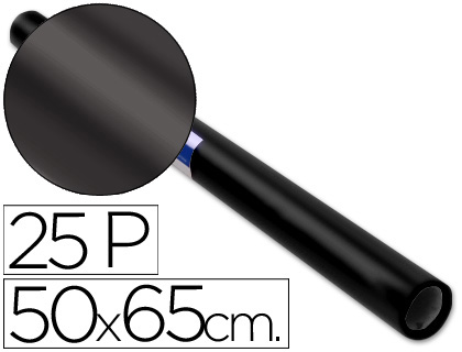 Papel charol negro rollo 25 hojas de 50x65 cm