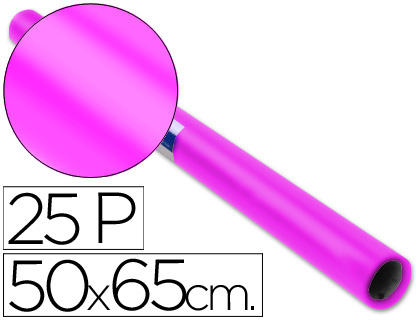 Papel charol rosa fuerte rollo 25 hojas de 50x65 cm