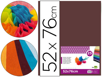 Papel seda liderpapel marron 52x76 cm 18 gr paquete de 25 hojas