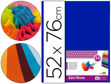 Papel seda liderpapel azul 52x76 cm 18 gr paquete de 25 hojas