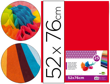 Papel seda liderpapel rojo 52x76 cm 18 gr paquete de 25 hojas