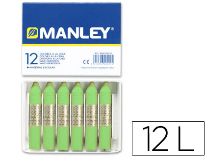Lapices cera manley unicolor verde amarillento n.22 caja de 12 unidades