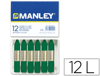 Lapices cera manley unicolor verde esmeralda n.24 caja de 12 unidades
