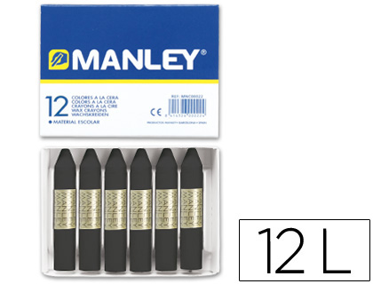 Lapices cera manley unicolor negro n.30 caja de 12 unidades