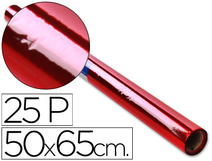 Papel celofan rollo trepado rojo 25 hojas de 50x65 cm