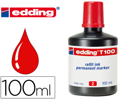 Tinta rotulador edding t-100 rojo bote 100 ml