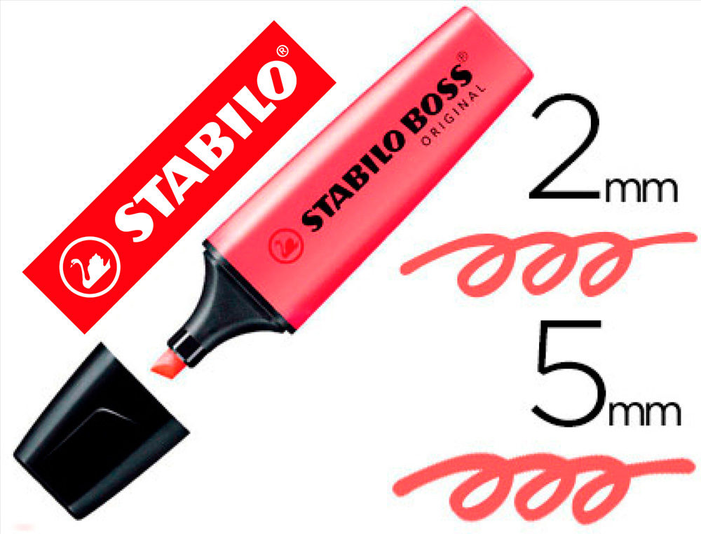 Rotulador stabilo boss fluorescente 70 rojo