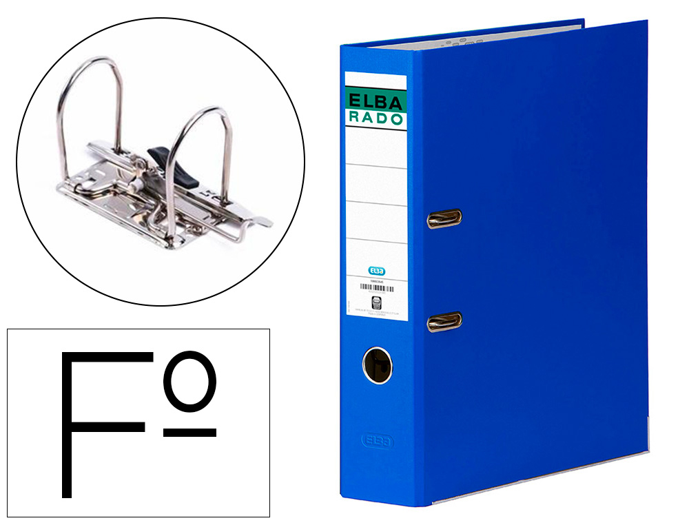 Archivador de palanca elba carton forrado folio azul lomo de 80 mm rado chic