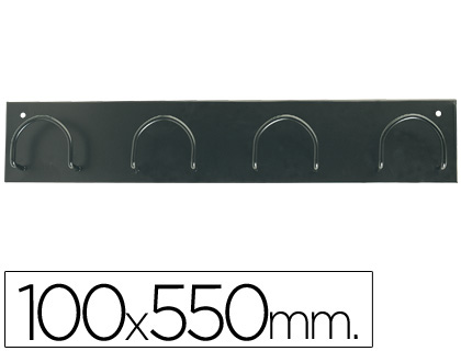 Perchero metalico 611 pared 4 colgadores color negro 55x10x5 cm