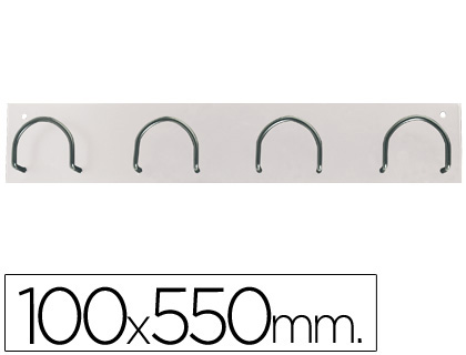 Perchero metalico 611 pared 4 colgadores color blanco 55x10x5 cm