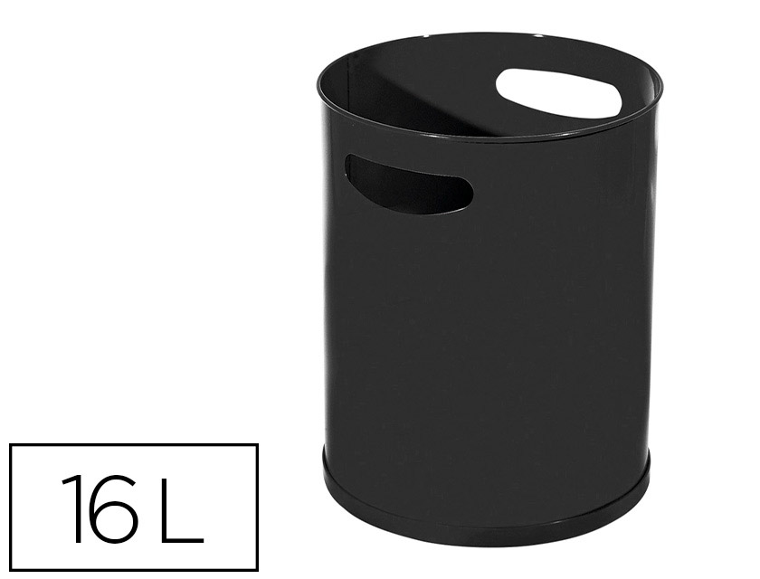 Papelera metalica con asas 111 negra 30x25 cm