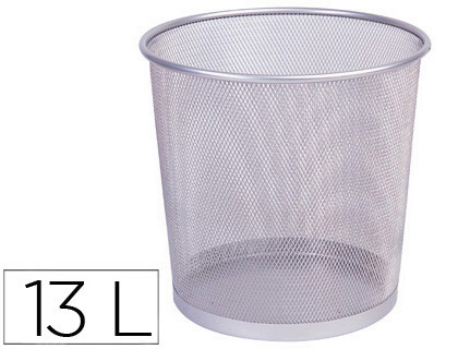 Papelera metalica q-connect rejilla plata 265x285 mm