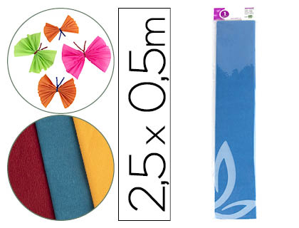 Papel crespon liderpapel 50 cm x 2.5m 34g/m2 azul