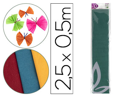Papel crespon liderpapel 50 cm x 2.5m 34g/m2 verde oscuro