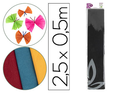 Papel crespon liderpapel 50 cm x 2.5m 34g/m2 negro