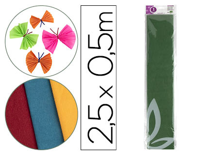 Papel crespon liderpapel 50 cm x 2.5m 34g/m2 verde oliva