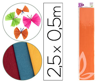 Papel crespon liderpapel 50 cm x 2.5m 34g/m2 naranja claro