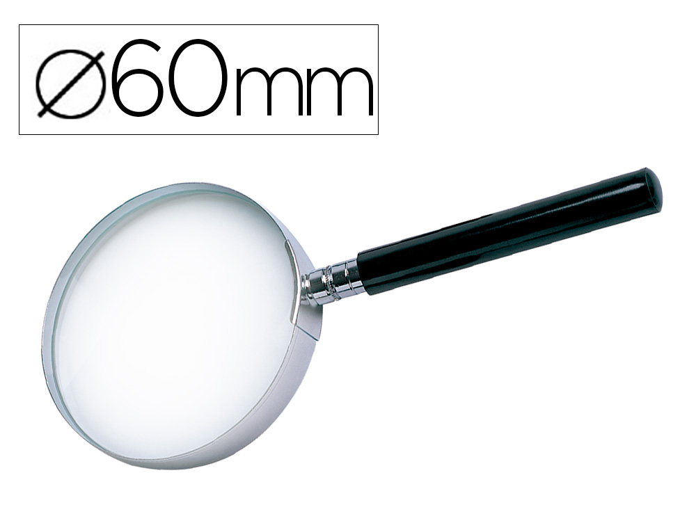 Lupa q-connect cristal aro metalico mango plastico negro 60 mm