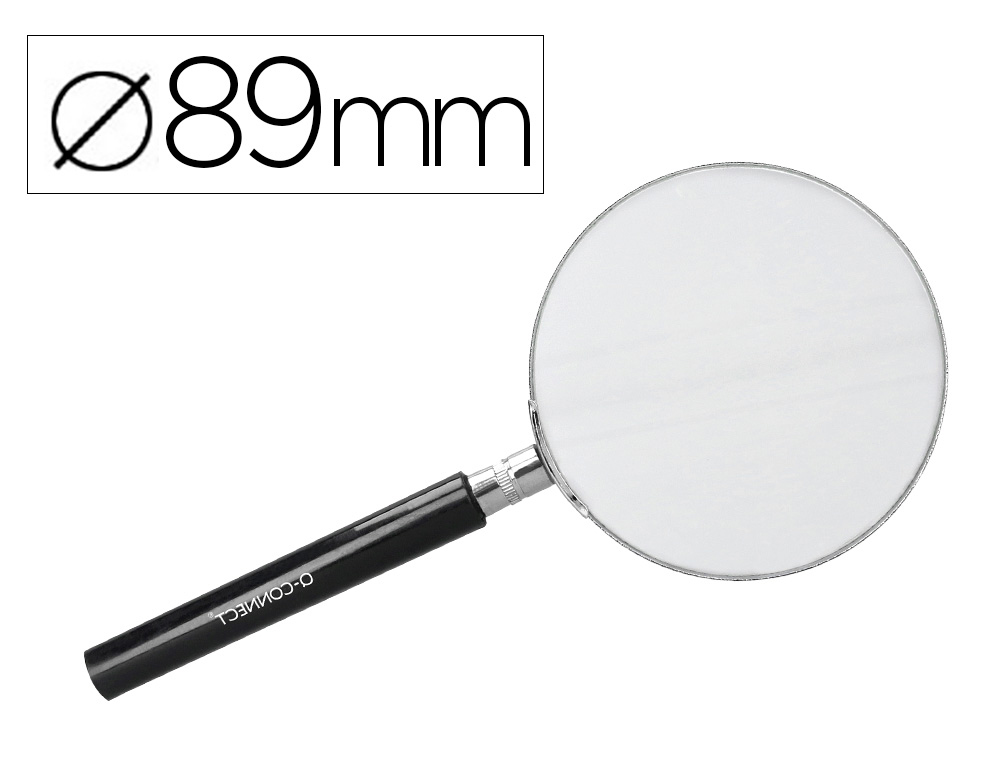 Lupa q-connect cristal aro metalico mango plastico negro 90 mm