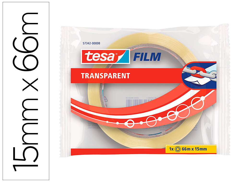 Cinta adhesiva tesa practic 66 mt x 15 mm