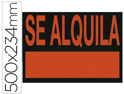 Cartel plastico archivo 2000 "se alquila" rojo fluorescente 500x234 mm