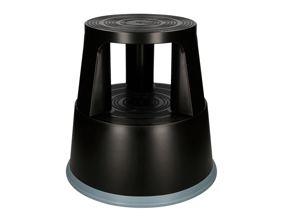 Taburete q-connect ruedas retractiles tres ruedas dos niveles color negro