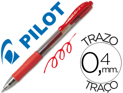Boligrafo pilot g-2 rojo tinta gel retractil sujecion de caucho