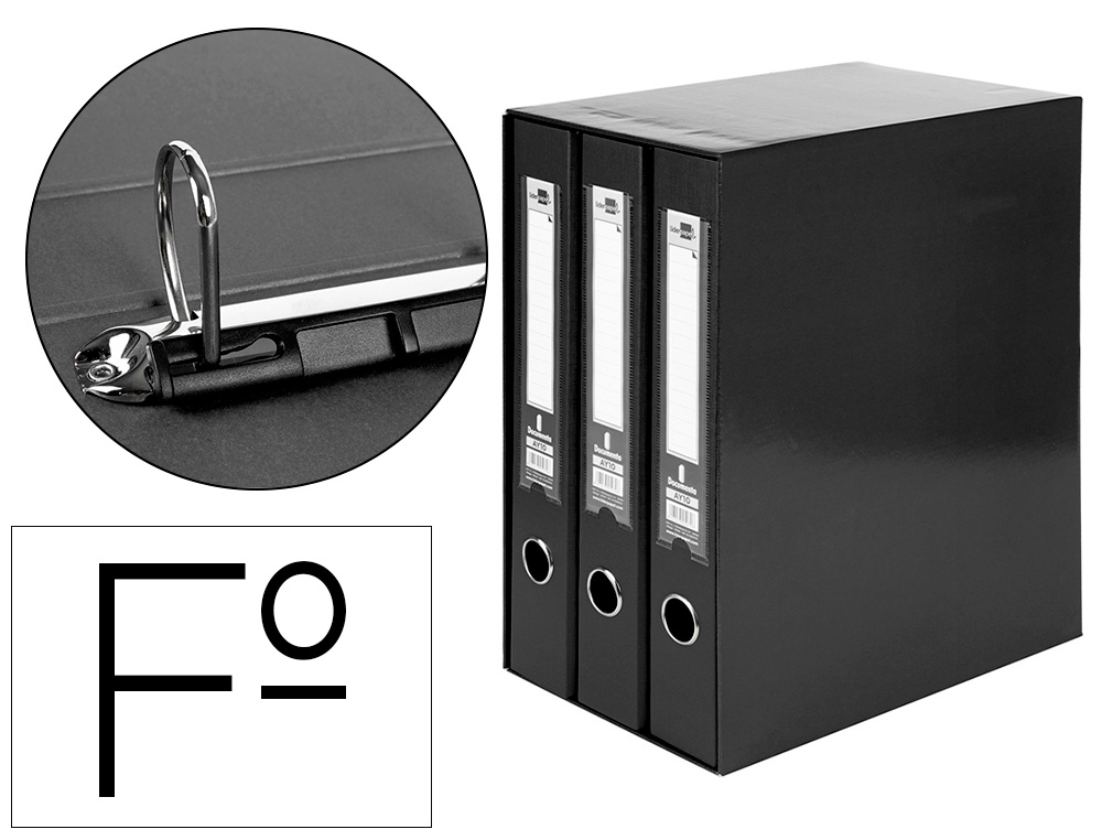Modulo liderpapel 3 archivadores folio 2 anillas mixtas 40mm negro