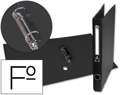 Carpeta de 2 anillas 25mm mixt as liderpapel folio forrado papercoat con ollao y tarjetero color negro